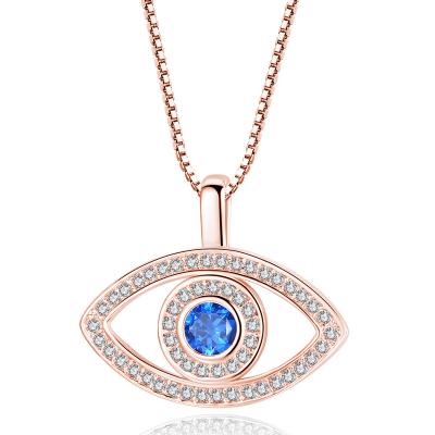 China Customized Evil Eye Necklace Lady Rose Gold Necklace Zircon Silver FASHIONABLE Pendant Necklace for sale