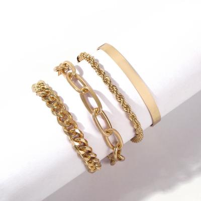 China FASHIONABLE wholesale four-piece female popular gold fashion bracelet alloy chain bracelet 2021 new product for sale