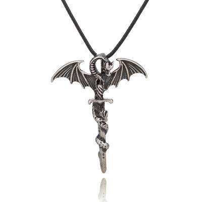 China FASHIONABLE Pterodactyl Punk Antique Rock DIY Halloween DIY Luminous Leather Rope Necklace for sale