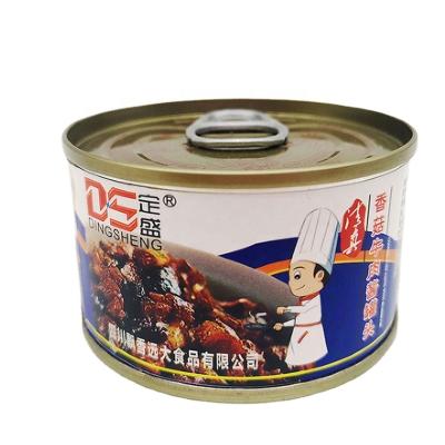 China 100g canned canned beef and mushroom with cooked sauce meat for sale