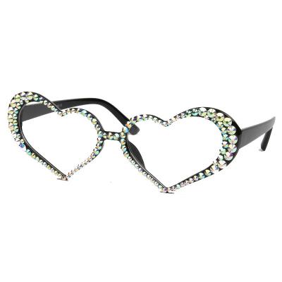 China Rhinestone Bling Bling Fashion Heart Shape Women Luxury Rhinestone Love Sunglasses for sale