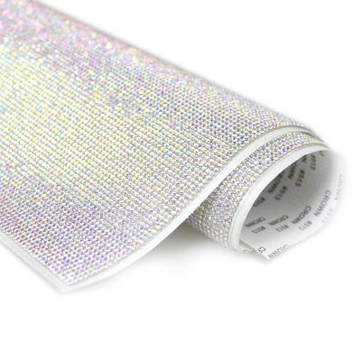 China Pointback 240x400mm Hot Selling Self Adhesive Iron On Sticker Bling Rhinestone Sheet Decoration For Garment for sale