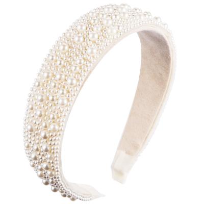 China Trendy Hair Accessories With Girls White Bridal Pearl Headband for sale