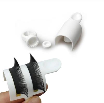 China Fixed Glue 3 in 1 Disposable U Shape Eyelash Extension Separator Grafting Eyelashes Glue Stand Rings Palette Tool Adhesive Set Makeup for sale