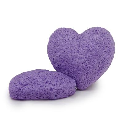 China Bebevisa Hot Selling 100% Baby Heart Shape Natural Lavender Face Shape Konjac Cleansing Sponge Adult And Hot Sale for sale