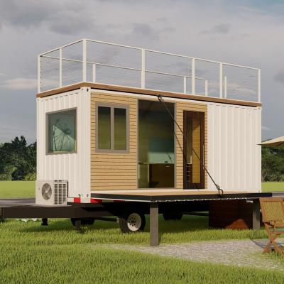 China Modern Trailer Container Homes On Wheels For Living Te koop