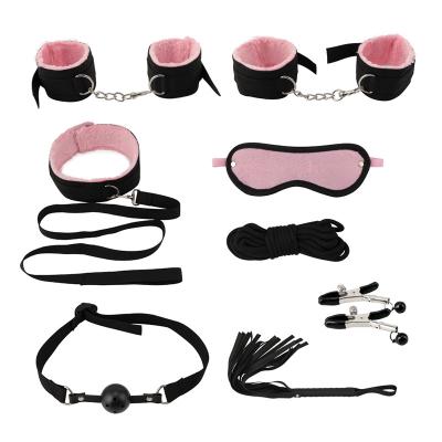 China BDSM High Quality Sexy Leather Kits Cover Slave Hand Slaps Ankle Whip Rope Eye Sex Toys for sale