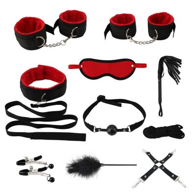 China High Quality Sexy Nylon Sex Toys Kits Plush Sex Bondage Set Accessories Whip Gag Nipple Clamps Exotic for sale