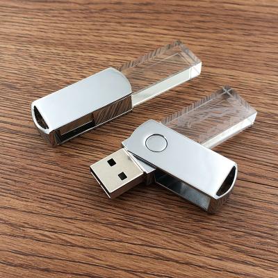 China wholesale crystal usb metal flash drive with led light glass 1gb 2gb 4gb 8gb 16gb 32gb 64gb pendrive for sale