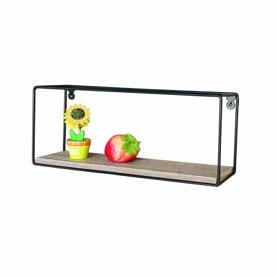 China Storage Decorative Rectangle Metal Wood Steel Shelf for sale