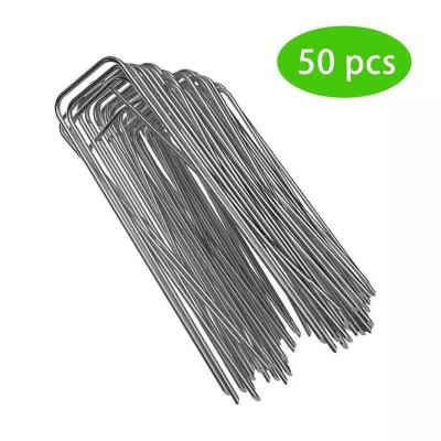 China Flat Hot Sale Press on Nails Plastic Gardening Nail Anti Weed Ground Cloth Nail Peg U Plastic for Garden for sale