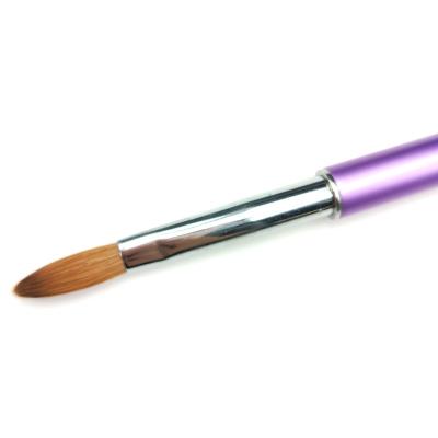 China Exquisite Design Luxury Glossy Wave Engrave Purple Aluminum Handle Acrylic Kolinsky Nail Brush for sale