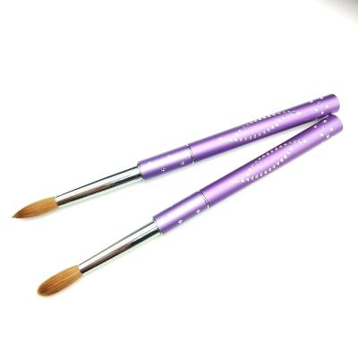 China Exquisite Design Large Quality Purple Bling Handle Acrylic Kolinsky Hair Nail Brush for sale