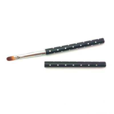 China High Quality Exquisite Design Custom Black Metal Long Handle Nails Oval Beauty Gel Brush for sale