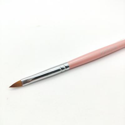 China Exquisite Design 3D Light Pink Wooden Handle Nails Beauty Kolinsky Hair 3D Nail Art Brush for sale