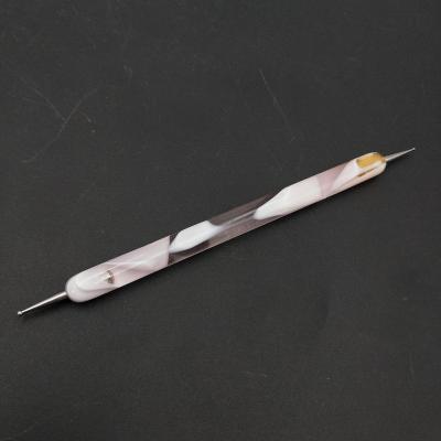 China Two Way Metal Ball Pink Marbleizing Paint Nail Dotting Pen And Striping Stick Tool for sale