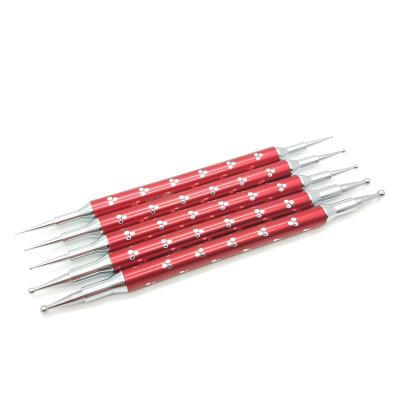 China 5Pcs Red Metal Ball Metal Bling Handle Aluminum Dots Nail Art Dot Dotting Tool for sale