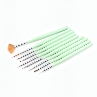 China NAIL OEM Custom Wooden Handle Nylon Hair Detailing Ultra Thin Nail UV Art Brush Gel Coating Set for sale