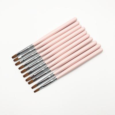 China Custom Size 4 Nylon Hair UV Gel Nail Brush OEM Logo Luxury Pink Wooden Handle NAIL Nail Brush for sale