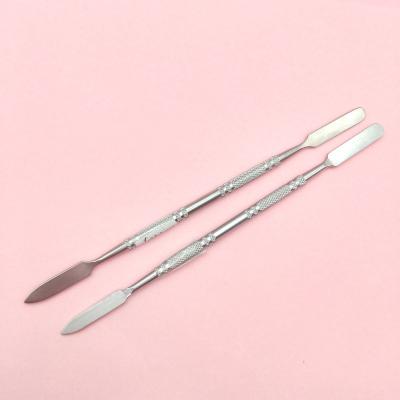 China Nail Beauty Manicure Metal Cuticle Pusher Stylus Double Sided Flat Nail Gel Remover Spatula Tool for sale