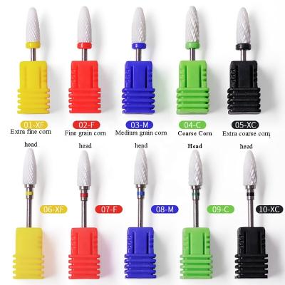 China High Speed ​​Non-hot Manicure Head Milling Cutter Ceramic Nail Grinding Drill Bit Nails Files Red Blue Cylindrical Electric Nail Polisher Accessories for sale