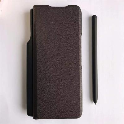 China Officila Waterproof Original Genuine Leather Case For Samsung Galaxy Z Fold3 5G Flip Cover With S Pen z Fold 3 Case for sale