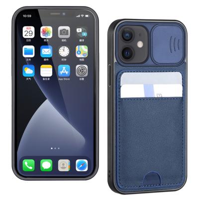 China 2022 Shockproof Hot Selling Real Cowhide Leather Phone Case Lens Protector For iPhone 13 Pro Max With Card Holder for sale