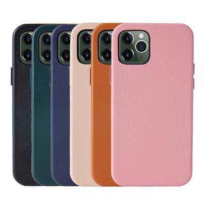 China Original Official Shockproof Top Layer Whip Napa Leather Phone Case With Magnetic Ring For iphone 12 pro max for sale