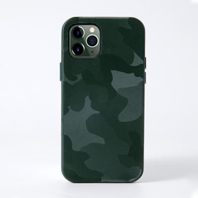 China Camouflage shockproof design factory price first layer leather with magnetic ring leather phone case for iphone 13 pro for sale