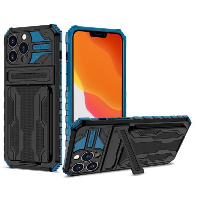 China Shockproof Shockproof Armor Kickstand Phone Case Military-grade Waterproof Phone Case with Wallet for iphone wallet case for iphone 13 pro max for sale