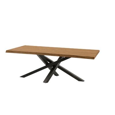 China Other High Quality Modern Metal Frame Solid Wood Dining Table for sale