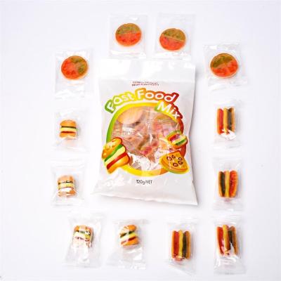 China Ready to be served Wholesale Fast Food Series Hamburger Shaped Gummy Candy for sale