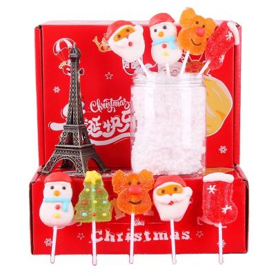 China Ready to be served Christmas Sweet Candy Santa Claus Shape Jelly Lollipop Candies for sale