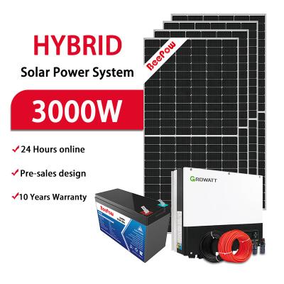 China Full Set Beepow Power 3Kw Hybrid Home Solar Power System Home Solar Panel Energy Storage System With Batteries for sale