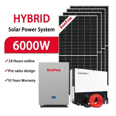 China Beepow Home Home Use Solar Power Energy Storage System 6Kw Single Phase Solar Hybrid Kit With Lithium Battery for sale