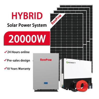 China Beepow Wholesale Price 20Kw Solar Power System Storage Home Hybrid Complete Solar Power System For Home for sale