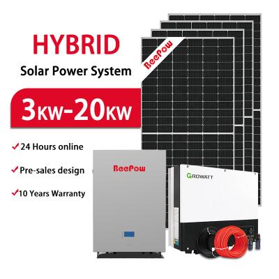 China Beepow Home Solar Panel System Full Grid Hybrid Kit 3000W 5000W 6000W 10Kw 12Kw 20Kw Solar Energy Storage System for sale