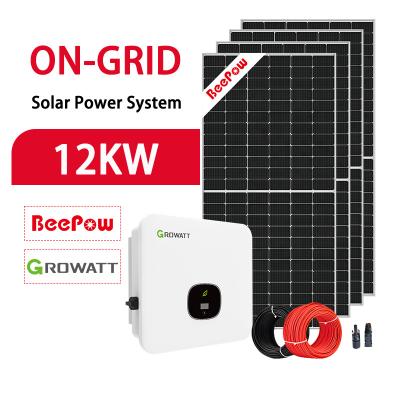 China Beepow Domestic Wholesale Price On Grid Solar Panel System For Home 12Kw Grid Tied PV Solar System Kit for sale