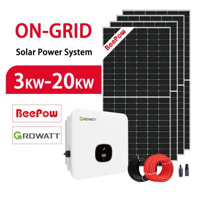 China Beepow Home Industry System 3Kw 5Kw 6Kw 10Kw 12Kw 20Kw On-Grid Solar Power System for sale