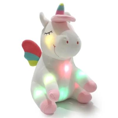 China OEM Night Animal Toy Unicorn Soft Toy Stuffed Plush LED Light Stuffed Colorful Kids Gift (Embroidery) 30cm as picture EN71/ASTM for sale