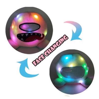 China Product 2021 Funny Tik Tok Plush Toy Flip Octopus Plush Toys Reversible Among Us LED Glow Soft Toy for sale