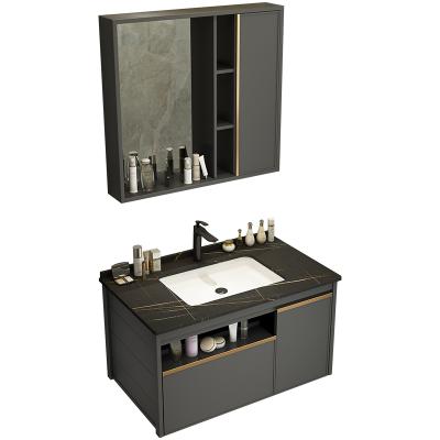 China 2021 Modern Classical Chinese Aluminum Hotel Vanity Set Bathroom Waterproof Bathroom Storage Cabinet for sale