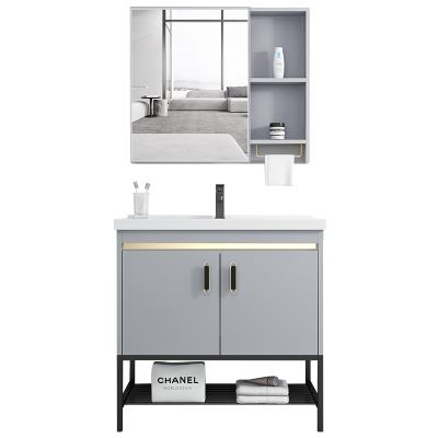 China Gray Whole Sales Bathroom Vanity Modern Floor Cabinet Cabinet 2021 Hot Sale Aluminum Vanity for sale