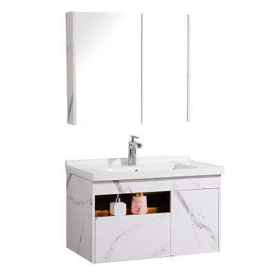 China Modern Bathroom Vanity Wall Mounted Ceramic Basin Cabinet Solid Wood Bathroom Cabinet for sale