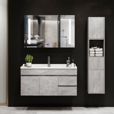 China 2021 modern hot wood bathroom vanity whole bathroom sink set cabinet with mirror and ceramic basin vanity sales for sale