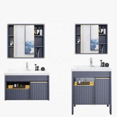 China Modern Lightweight Luxury Aluminum Bathroom Vanity Movable Mirror Cabinet Wall Mounted and Floor Standing for sale