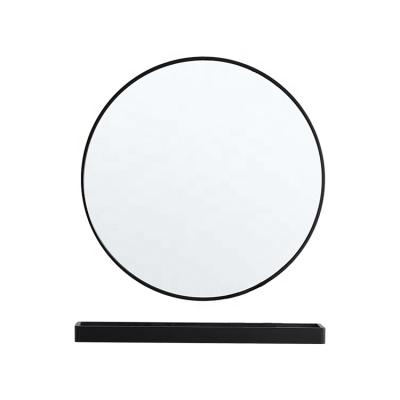 China Factory Price Bright Round Bathroom No Punch Wall Hang Gold Vanity Mirror for sale