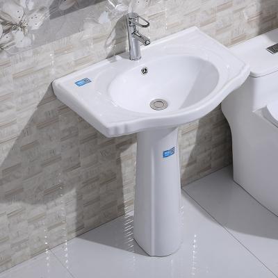 China Modern Pedestal Sink Parryware Freestanding Toilet Hand Basin Wash Sink With One Rack for sale