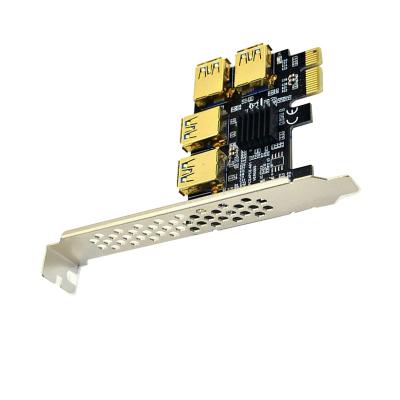 China Plastic & Metal Gold PCIE PCI-E Riser Card 1 To 4 USB 3.0 Multiplier Hub X16 PCI Express 1X 16X Adapter GPU Risers for sale