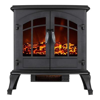 China Hotel Electric Fireplace Heater Portable Type Traditional Electric Double Door Stove Flame Free Effect for sale